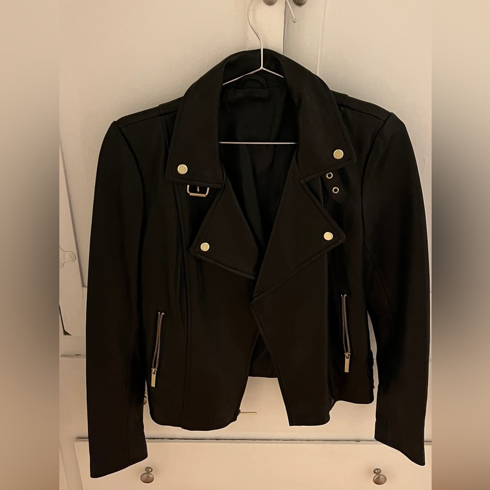Moda International - Real Leather Jacket - Black, Medium, EUC